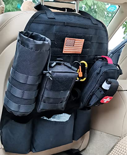 Upgrade Tactical Molle Seat Back Organizer, Car Seat Organizer with 2 Detachable Pouches: Trauma Medical Pouch, Water Bottle Pouch, Vehicle Protector Organizers (Black) | The Storepaperoomates Retail Market - Fast Affordable Shopping