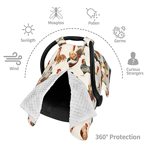 Rooster Farm Car Seat Cover for Babies, Peekaboo Opening Carseat Canopy for Newborn, Multiuse, Mom Nursing Breastfeeding Covers, Minky Blanket for Infant Toddler | The Storepaperoomates Retail Market - Fast Affordable Shopping