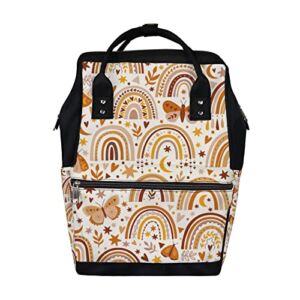 Diaper Bag Backpack for Mom Mininalist Boho Rainbow Butterfly,Diaper Bags for Women Girl,Large Capacity Diaper Changing Bag Multifunction Travel Backpack for Men