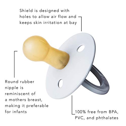 BIBS Pacifiers | Natural Rubber Baby Pacifier | Set of 2 BPA-Free Soothers | Made in Denmark | Smoke | Size 6-18 Months | The Storepaperoomates Retail Market - Fast Affordable Shopping