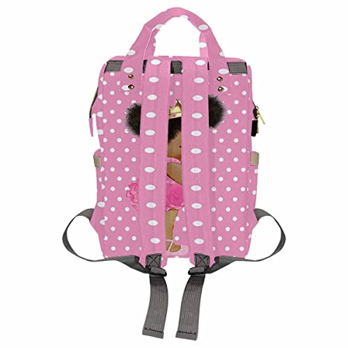 Customized Diaper Bag Backpack, Polka Dot African American Princess Girl Crown Personalized Backpack with Text Mummy Nappy Baby Bag School Bag Shoulders Bag Casual Daypack Daycare Travel Bag | The Storepaperoomates Retail Market - Fast Affordable Shopping