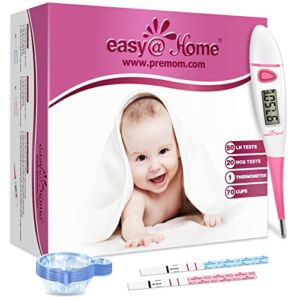 Easy@Home Ovulation Test Kit: 50 Ovulation Strips & 20 Early Pregnancy Tests & One Basal Body Thermometer & 70 Urine Cups – Accurate Fertility Tracker OPK with Free APP – 50LH+20HCG+BBT EZTB-S-521C