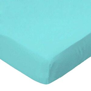 SheetWorld Baby Fitted Square Play Yard Sheet Fits Joovy 38 x 38 inches, 100% Cotton Woven Sheet, Unisex Boy Girl, Solid Aqua Woven, Made in USA