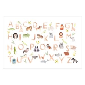 Disposable Placemats for Baby 60 Pack, 12″x18″ Disposable Stick-on Placemats , Animal Alphabet Adhesive Placemats for Toddler, Baby Lead Weaning, Travel Baby Essentials