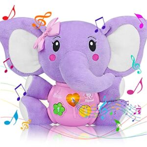 Aiduy Baby Toys 6 to 12 Months – 6 Months Old Plush Elephant Baby Toy Musical Infant Toys – Babies Light Up Toys for 1 Year Old Boy & Girl Newborn Baby Gift 0 3 6 9 12 Months