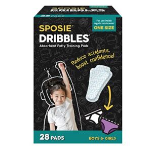 Sposie Dribbles Absorbent Potty Training Underwear Inserts for Toddlers | Potty Train Faster | Mess-Free Leak Protection | Discreet Soft Liner Pads for Girls & Boys w/ Adhesive | One-Size