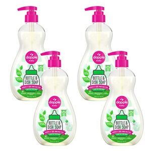 Baby Bottle Soap & Dish Soap by Dapple Baby, Apple Pear, 16.9 Fl Oz Bottle (Pack of 4) – Plant Based Dish Liquid for Dishes & Baby Bottles – Hypoallergenic Soap, Liquid Soap