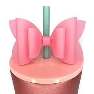 Bow Straw Topper, Silicone Jelly Straw Topper (Baby Pink), 3.5in x 1in x 2in