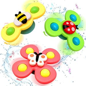 Suction Cup Spinner Toys for 2 3 Year Old Girl Boy Gift, Sensory Toys Learning Toys for Toddlers, Baby Bath Toys for Babies 18+ Months, Baby Gifts Idea (3 Pcs)