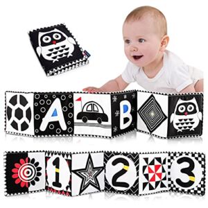 Fvntuey Black and White High Contrast Sensory Toys, Baby Soft Book for Early Education, Infant Toys 0 3-6 Months Newborn Tummy Time Crib (Baby Cloth Books), 31.89 inches * 5.9 inches