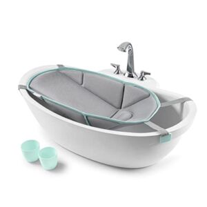 Summer® My Size™ Tub 4-in-1 Modern Bathing System — for Ages 0-24 Months – Baby Bathtub Includes Soft Support, Pull-Down Sprayer and Removable Water Tank, Rinse and Pour Cups, and Drain Plug