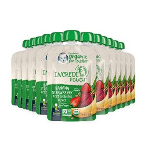 Gerber Organic 2nd Foods Baby Food, Incredipouch, Banana Strawberry Beet Oatmeal Puree, 3.17oz Pouches (Pack of 12)