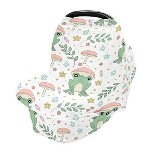 KFBE Mushroom Frog Flowers Carseat Canopy Cover, Multi-use Nursing Cover, Breathable Breastfeeding Cover, Car Seat Covers for Bbies, Boys 20842407