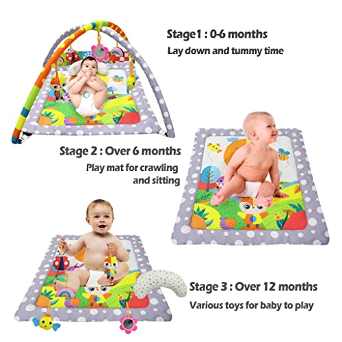 KAKIBLIN Baby Play Gym Mat, 4 in 1 Tummy Time Activity Play Mats for Baby with 5 Detachable Toys, Foldable Baby Playmats Floor Gyms for Easy Transport, Playpen Function, 80 x 70 cm, Purple | The Storepaperoomates Retail Market - Fast Affordable Shopping