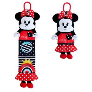 KIDS PREFERRED Disney Baby Minnie Roll Out Soft Book, Black and White High Contrast Crinkle Plush, Boys and Girls Ages 0+, Stroller On The Go (81258)