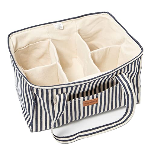 Simple Being Baby Diaper Caddy, Large Organizer Canvas Tote Bag for Boys and Girls, Newborn Caddie Car Travel (Blue) | The Storepaperoomates Retail Market - Fast Affordable Shopping