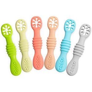 Silicone Baby Spoons Set | Self Feeding Toddlers Utensils | Baby Led Weaning Spoons | Baby Feeding Supplies | Baby First Second Stage Training Utensils | BPA Free | Ages 6 Months+