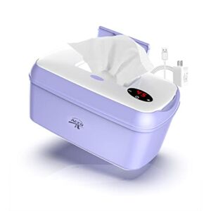 Wipe Warmer Baby Wet Wipes Dispenser : High Capacity LED Display Silent Heating – Wipes Diaper Warmer with Adapter for Baby Infant