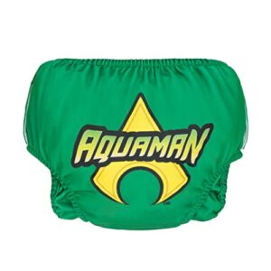 Simple Being Super Hero Adjustable Snap Reusable Swim Diaper, Double Gusset (Aquaman 6 Months)