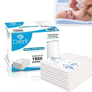 Diaper Pail Refill Liners – Compatible with Dekor Classic Refill, Strong & Durable Refills With Baby Scented -Holds 1980 Diapers (4 pack)