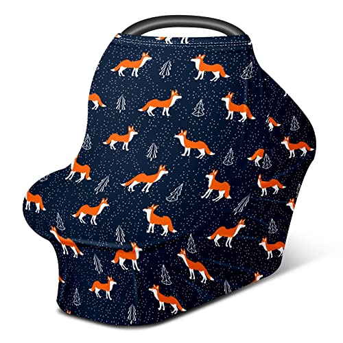Baby Car Seat Stroller Covers Small Foxes Nursing Cover Breastfeeding Scarf Soft Breathable Stretchy Infant Car Canopy Coverage Carseat Cover for Boys and Girls Multi Use | The Storepaperoomates Retail Market - Fast Affordable Shopping