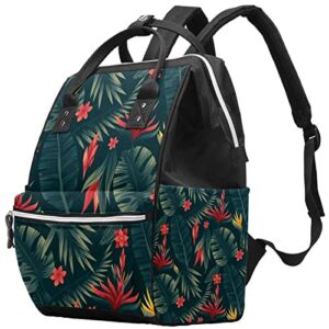 Green Leaf Diaper Bag Backpack Baby Nappy Changing Bags Multi Function Large Capacity Travel Bag