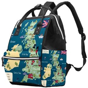 United Kingdom Map Diaper Bag Backpack Baby Nappy Changing Bags Multi Function Large Capacity Travel Bag