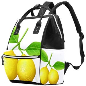 Bright Yellow Lemon Fruit Diaper Bag Backpack Baby Nappy Changing Bags Multi Function Large Capacity Travel Bag