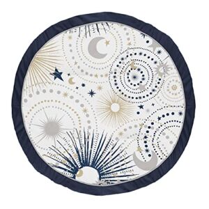 Sweet Jojo Designs Star and Moon Boy or Girl Baby Playmat Tummy Time Infant Play Mat – Navy Blue, Gold, and Grey Celestial Sky Stars Gender Neutral Unisex