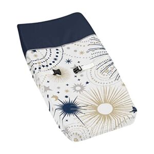 Sweet Jojo Designs Star and Moon Boy or Girl Baby Nursery Changing Pad Cover – Navy Blue, Gold, and Grey Celestial Sky Stars Gender Neutral Unisex