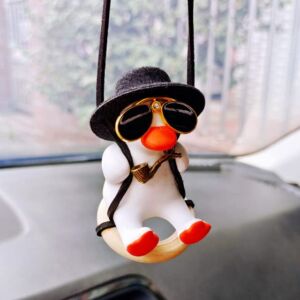 Swinging Duck Car Hanging Ornament,Car Mirror Hanging Accessories,Cute Things under 10 Dollars,Car Ornaments for Rear View Mirror，Accesorios para carro (Five)