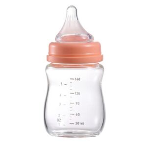 FDBTL Baby Bottle Glass Natural Anti-Colic Bottles Closer to Breastfeeding for Newborn Babies Infant 0M+ 6Oz