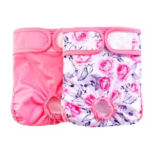 Hi Sprout Female Dog Diaper Reusable Washable Durable Absorbent Cloth Doggie Diapers Pants -Pink Rose XL