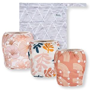 Reusable Swim Diapers and Wet Bag – One Size Fully Adjustable by Nora’s Nursery