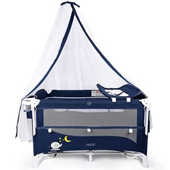 Portable Baby Playard, 4 in 1 Pack and Play, Baby Bedside Sleeper with Bassinet, Changing Table, Foldable Bassinet Bed with Luxury Mosquito Net for Boys Girls Infant Navy | The Storepaperoomates Retail Market - Fast Affordable Shopping