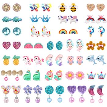 Kids Clip On Earrings for Girls 25/32 Pairs Hypoallergenic Clips Earrings for Girls Toy Earrings Princess Play Jewelry Party Favor | The Storepaperoomates Retail Market - Fast Affordable Shopping