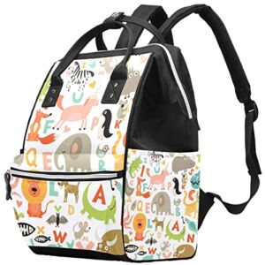 Alphabet Seamless Pattern Diaper Bag Backpack Baby Nappy Changing Bags Multi Function Large Capacity Travel Bag