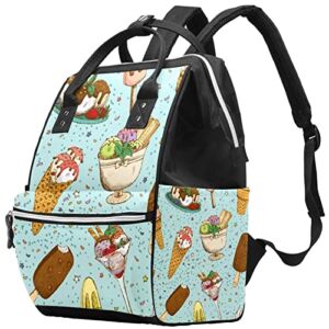 Icecream Pattern Diaper Bag Backpack Baby Nappy Changing Bags Multi Function Large Capacity Travel Bag