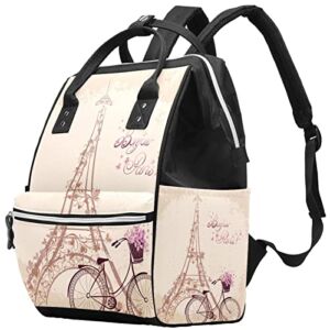 Eiffel Tower Retro Diaper Bag Backpack Baby Nappy Changing Bags Multi Function Large Capacity Travel Bag