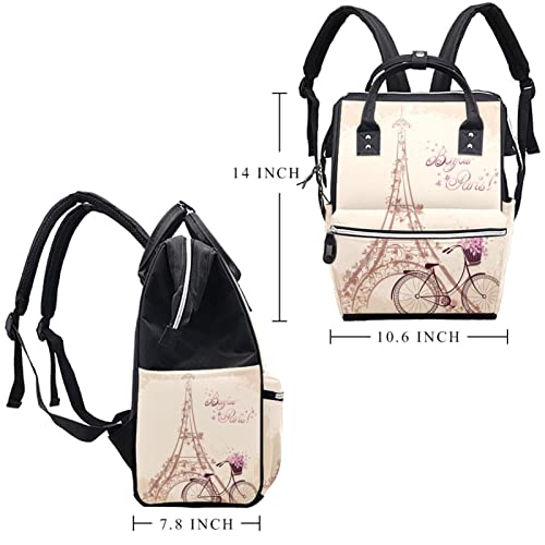 Eiffel Tower Retro Diaper Bag Backpack Baby Nappy Changing Bags Multi Function Large Capacity Travel Bag | The Storepaperoomates Retail Market - Fast Affordable Shopping
