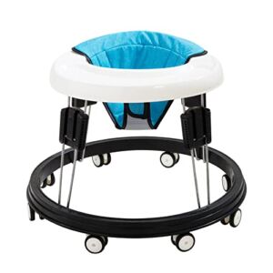 Quocdiog Baby Walker,Foldable Multi-Function Anti-Rollover Activity Center Walker,Suitable for All Terrains for Babies Boys and Girls 6-18Months 9 Heights Adjustable Height (Blue)