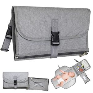 Portable Changing Pad for Baby with Easy Handy Strap, Detachable Travel Diaper Changing Mat with Baby Wipes Pocket, Baby Shower Gift