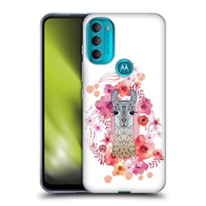 Head Case Designs Officially Licensed Monika Strigel Baby Llama Animals and Flowers Soft Gel Case Compatible with Motorola Moto G71 5G