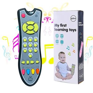 BAUTVAS TV Remote Control Toy – Musical Play with Light and Sound for 6 Months+ Toddlers Boys or Girls Kids Play Remote for Baby Preschool Education Three Language Modes: English, French and Spanish