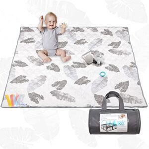 ChildLike Baby Play Mat,Play Mat for Baby,Foldable Crawling Mat for Floor,Fabric Baby Playpen Mat,Tummy Time Mat for Newborn,Non-Slip Kids Play Mat for Playpen,Play Yard Mat(Leaves-49x49inches)