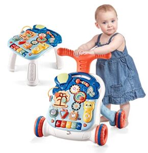 Baby Learning Walker Sit to Stand Baby Push Walker Early Education Activity Center with Wheels for Baby Girls Boys