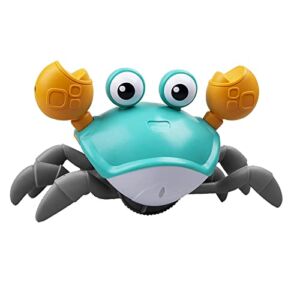 Lafoxla Crawling Crab Baby Toy with Music and LED Light Up, Electric Dancing Crab Toy for Kids with Automatically Avoid Obstacles, Walking Crab Baby Toy Gift for Toddler