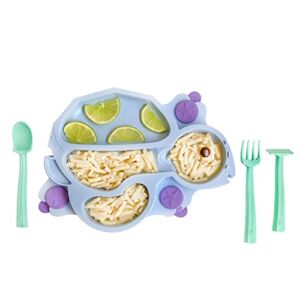 Constructive Eating Made in USA | Constructive Baby | Blue Turtle Plate | Divided Suction Plate for Babies, Infants, and Kids – Made with Materials Tested for Safety