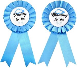 Mommy to be & Daddy to be Tinplate Badge Pin with cloud (Blue) – Baby Shower New Mom and Dad Gifts Gender Reveals Party Baby Boy Button Baby Celebration