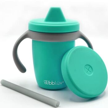 bblüv Küp Silicone Toddler Straw Sippy Cup – 4-in-1 Durable Spill Proof Cups for Kids, Travel Transition Training Cups for Babies, Includes Food Grade Lid and Straw – (Aqua) | The Storepaperoomates Retail Market - Fast Affordable Shopping